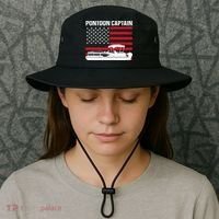 Cool Pontoon Captain Art Pontoon Boat Captain Bucket Hat thumb 3