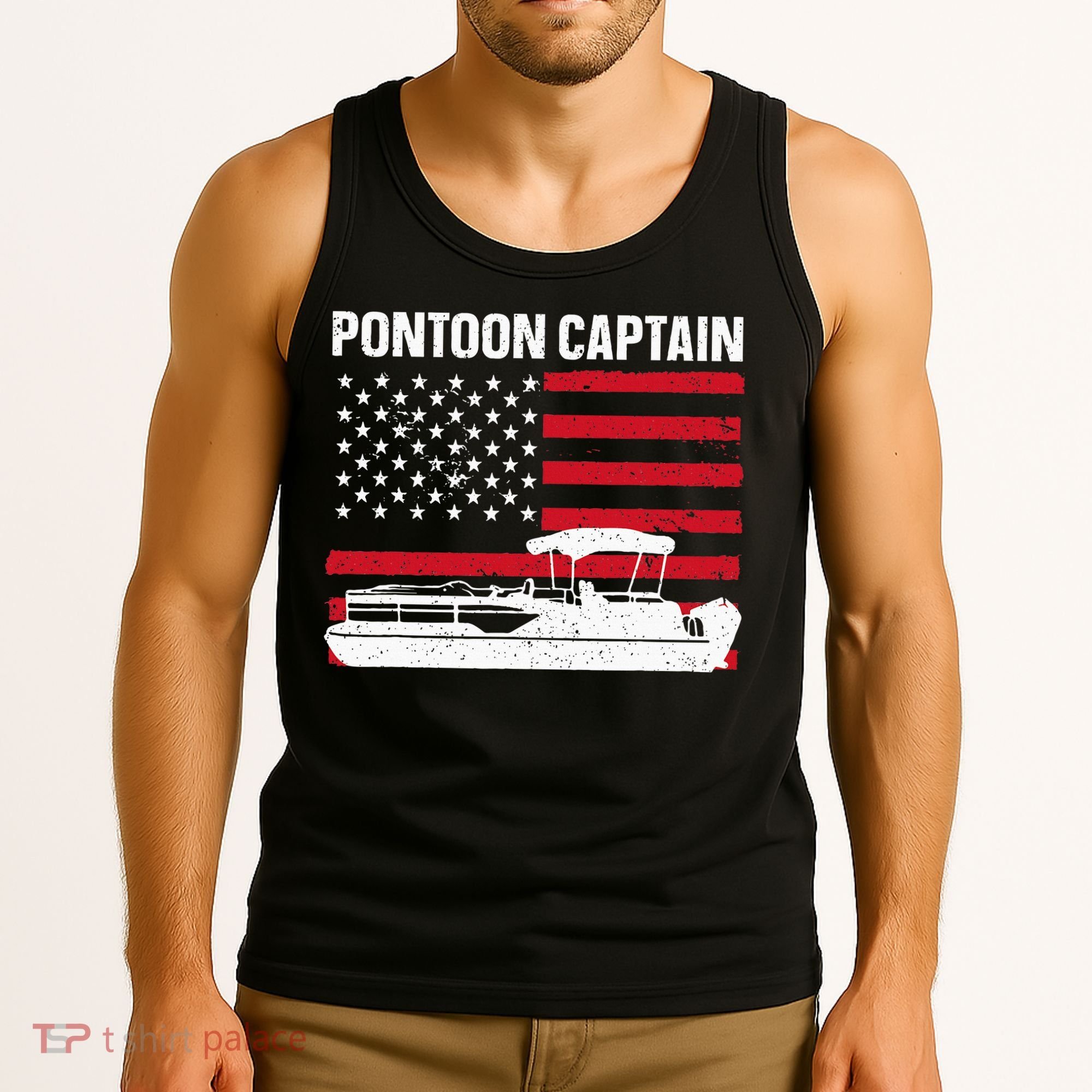 Cool Pontoon Captain Art Pontoon Boat Captain Tank Top