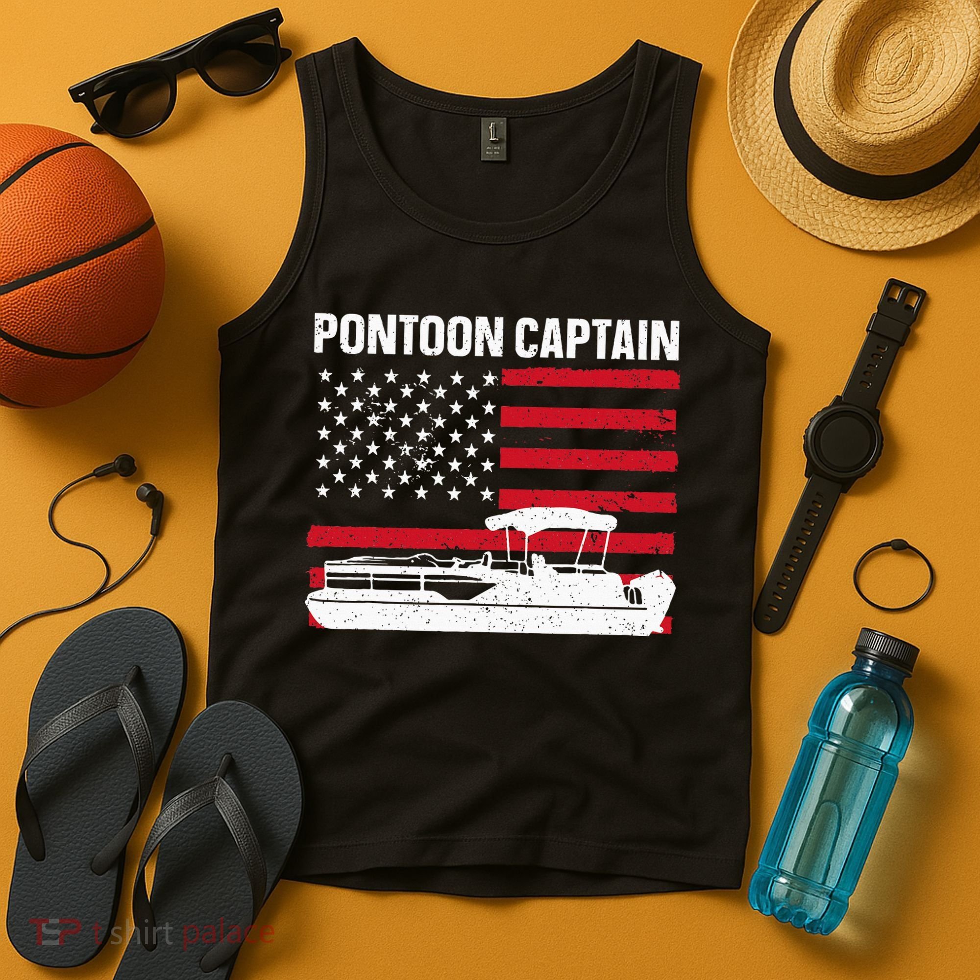 Cool Pontoon Captain Art Pontoon Boat Captain Tank Top