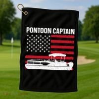 Cool Pontoon Captain Art Pontoon Boat Captain Golf Towel thumb 1