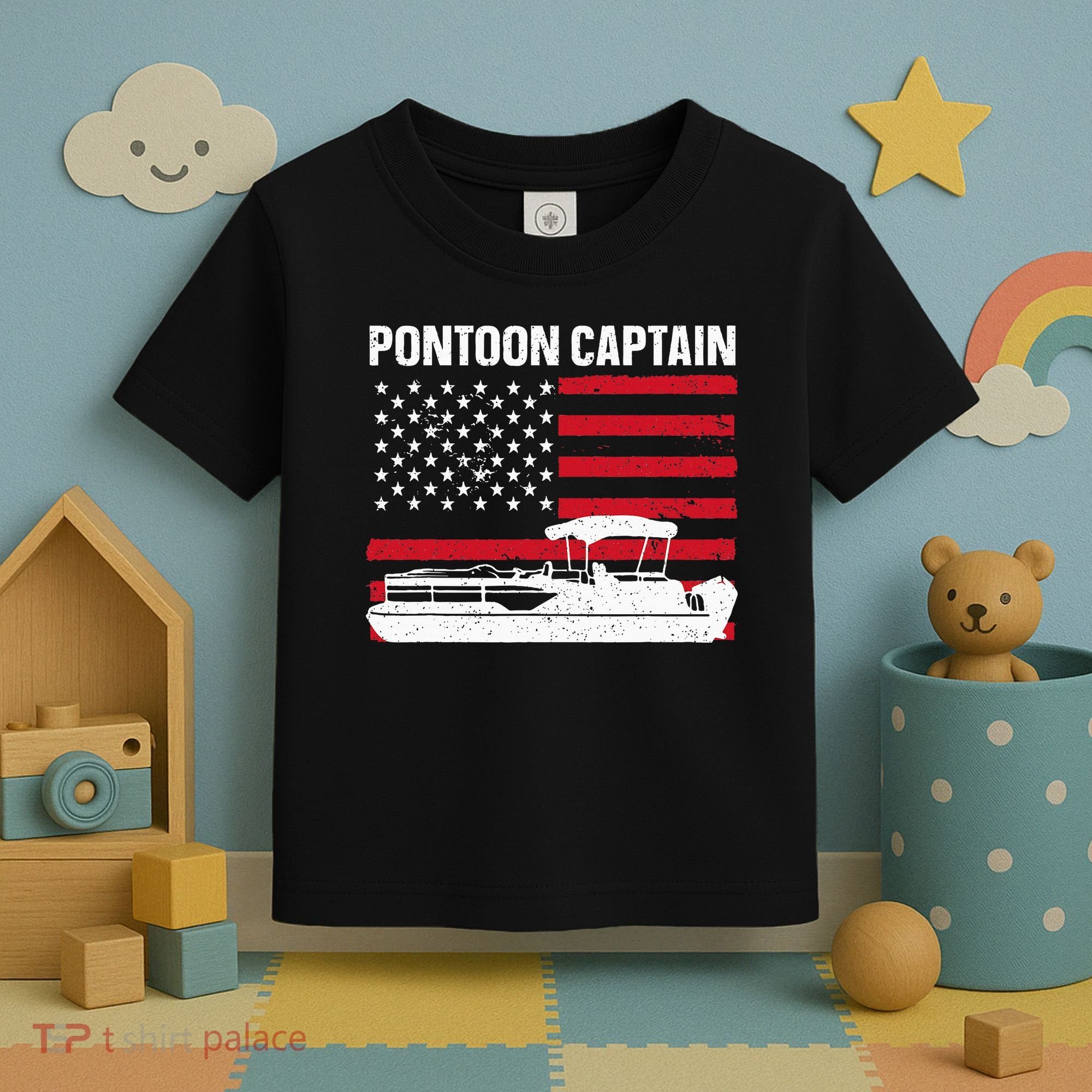 Cool Pontoon Captain Art Pontoon Boat Captain Toddler T-Shirt
