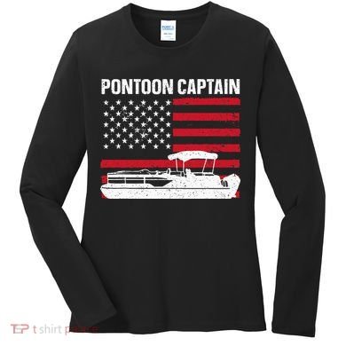 Cool Pontoon Captain Art Pontoon Boat Captain Women's Long Sleeve Shirt