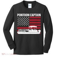 Cool Pontoon Captain Art Pontoon Boat Captain Kids Long Sleeve Shirt thumb 0