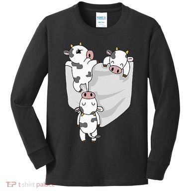 Cow Pocket Kids Long Sleeve Shirt