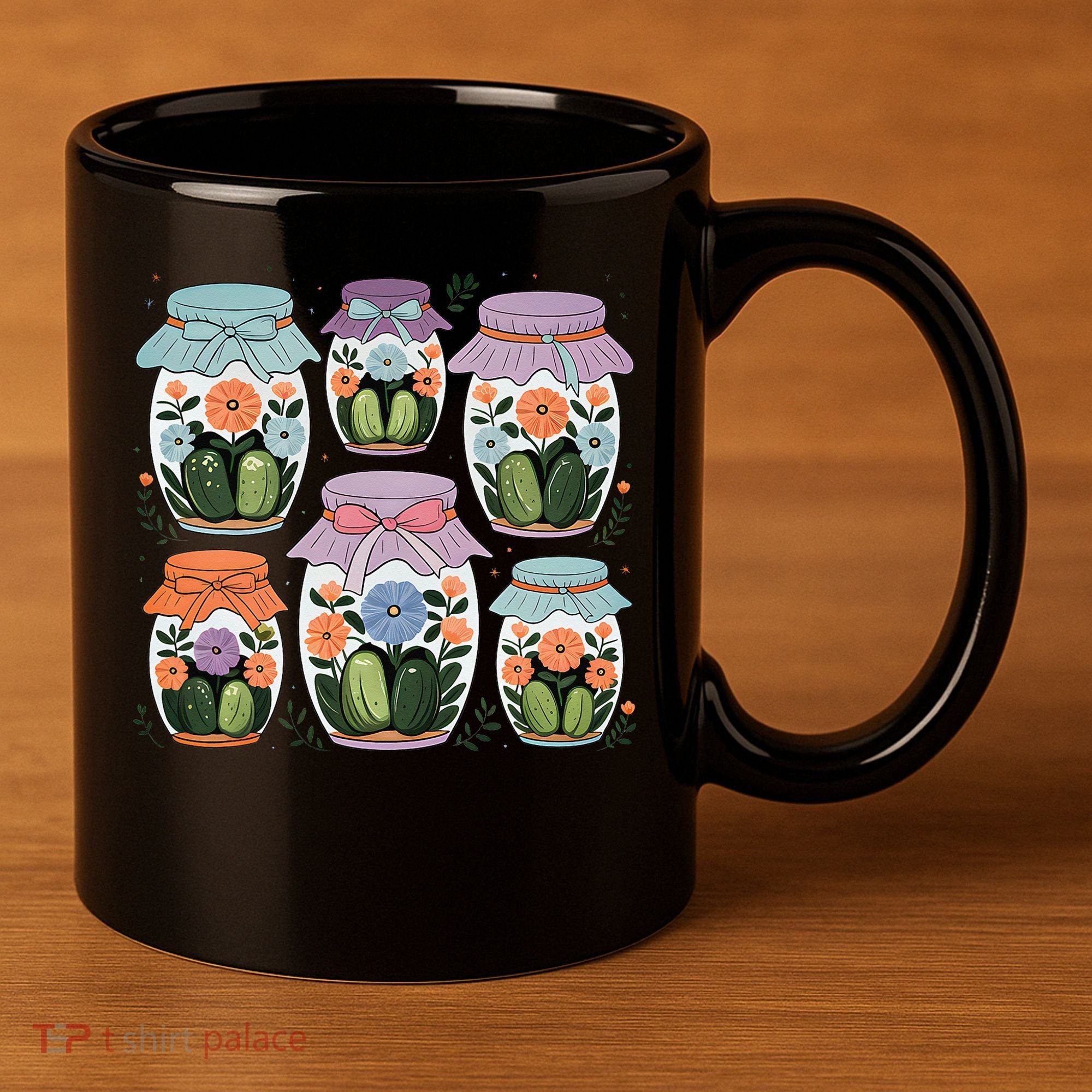 Canned Pickle Coquette Wildflower Canning Season Pickle Jar 11oz C Handle Ceramic Mug
