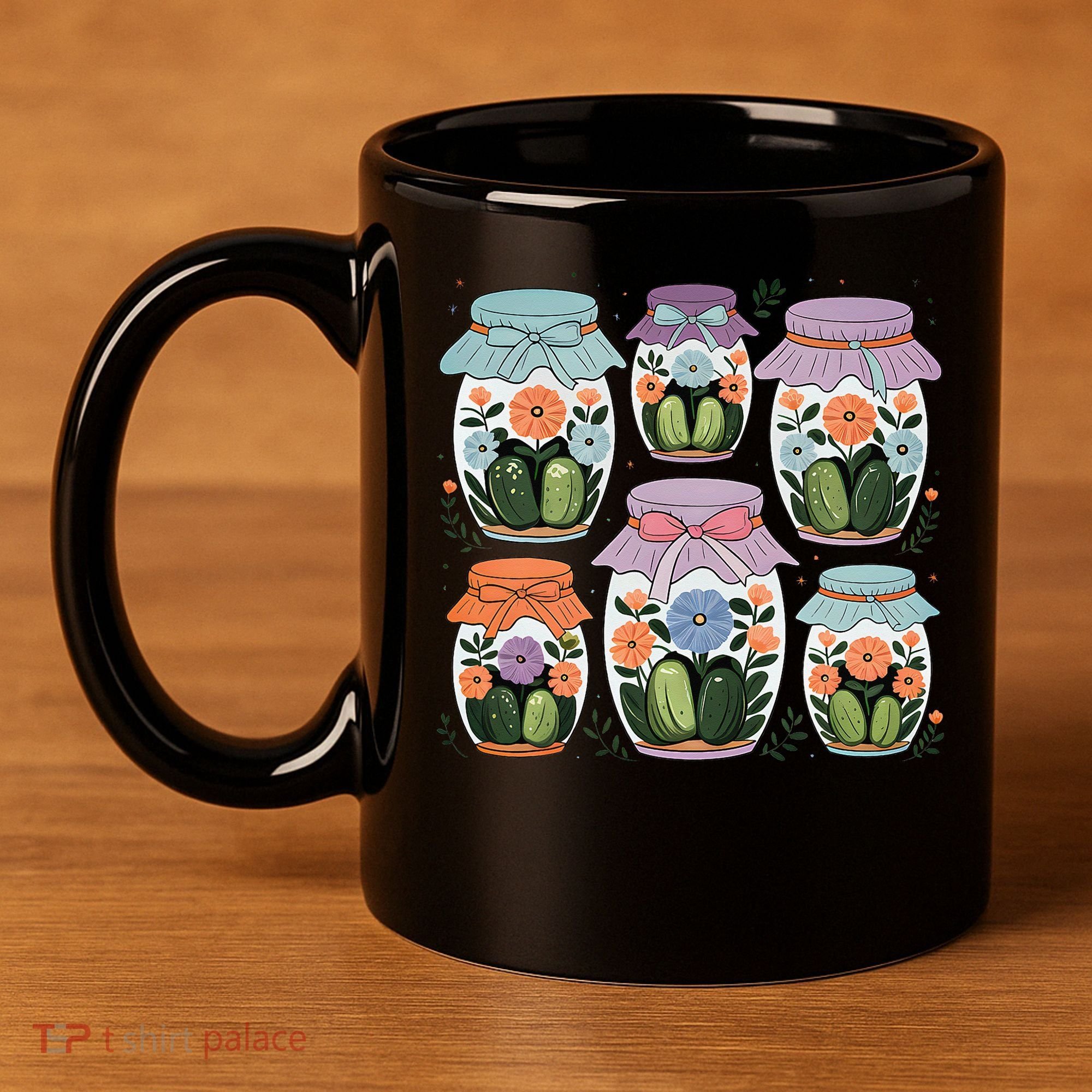 Canned Pickle Coquette Wildflower Canning Season Pickle Jar 11oz C Handle Ceramic Mug