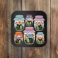 Canned Pickle Coquette Wildflower Canning Season Pickle Jar Coaster thumb 0