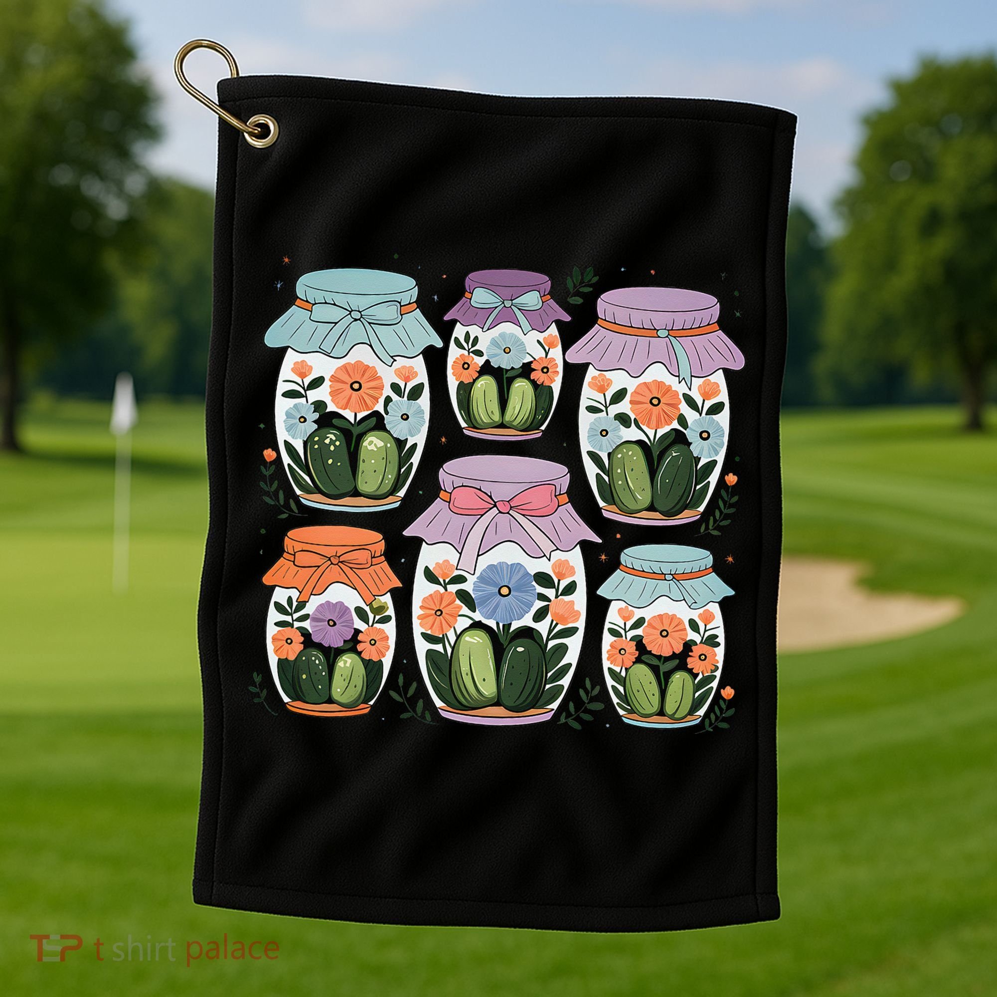 Canned Pickle Coquette Wildflower Canning Season Pickle Jar Golf Towel