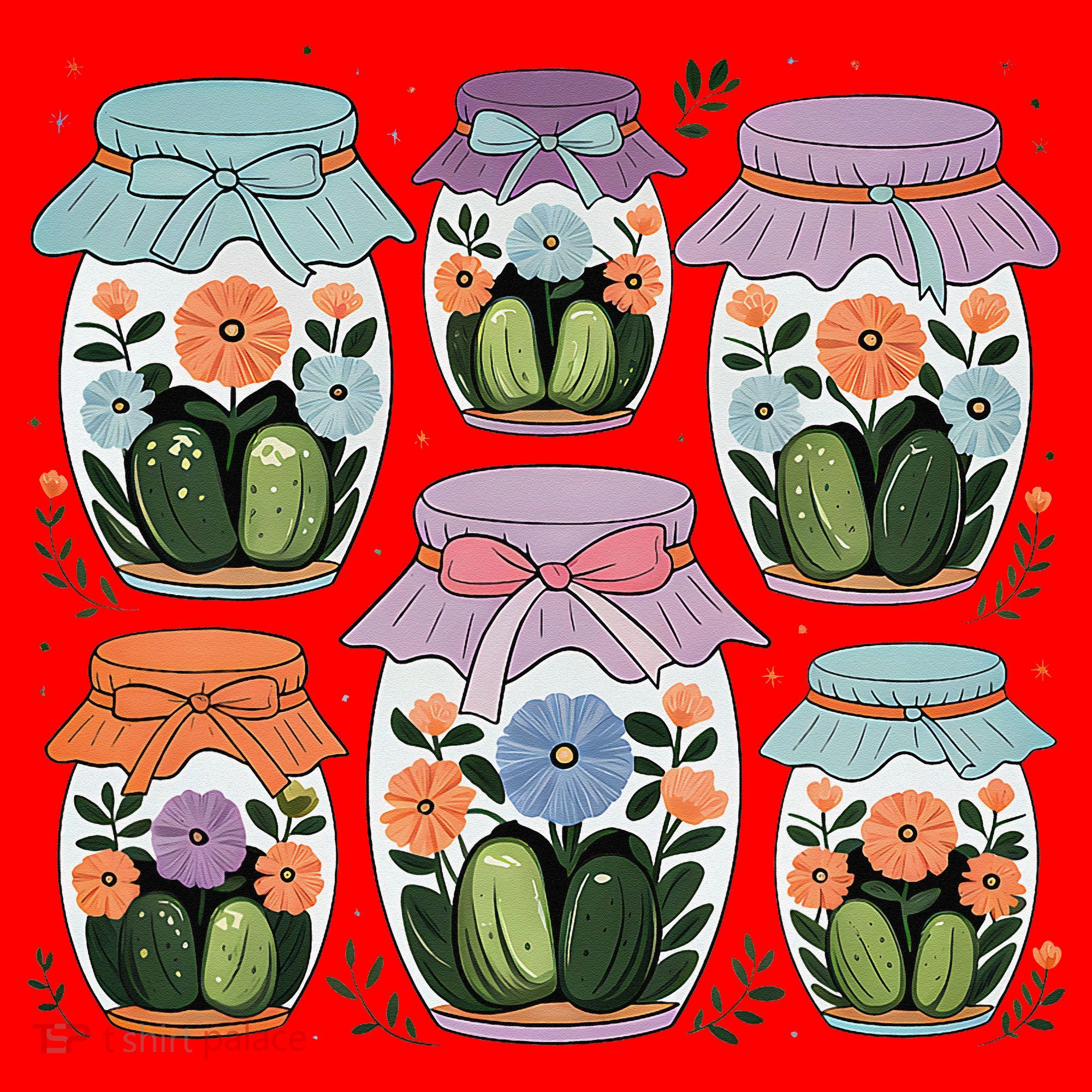 Canned Pickle Coquette Wildflower Canning Season Pickle Jar Santa Hat