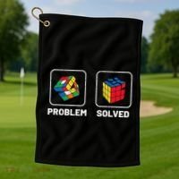 Competitive Puzzle Cube Problem Solved Speed Cubing Golf Towel thumb 1
