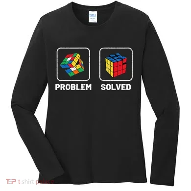 Competitive Puzzle Cube Problem Solved Speed Cubing Women's Long Sleeve Shirt