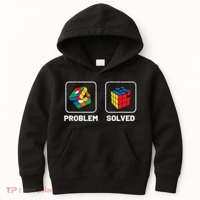 Competitive Puzzle Cube Problem Solved Speed Cubing Kids Hoodie