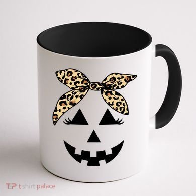 Cheetah Pumpkin Cute Halloween Coffee Mug back