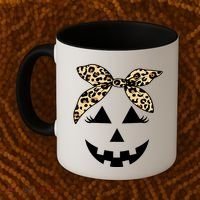 Cheetah Pumpkin Cute Halloween Coffee Mug thumb 2
