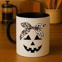 Cheetah Pumpkin Cute Halloween Coffee Mug thumb 4