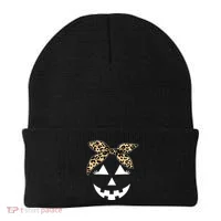 Cheetah Pumpkin Cute Halloween Beanie thumb 0