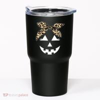 Cheetah Pumpkin Cute Halloween Tumbler thumb 0