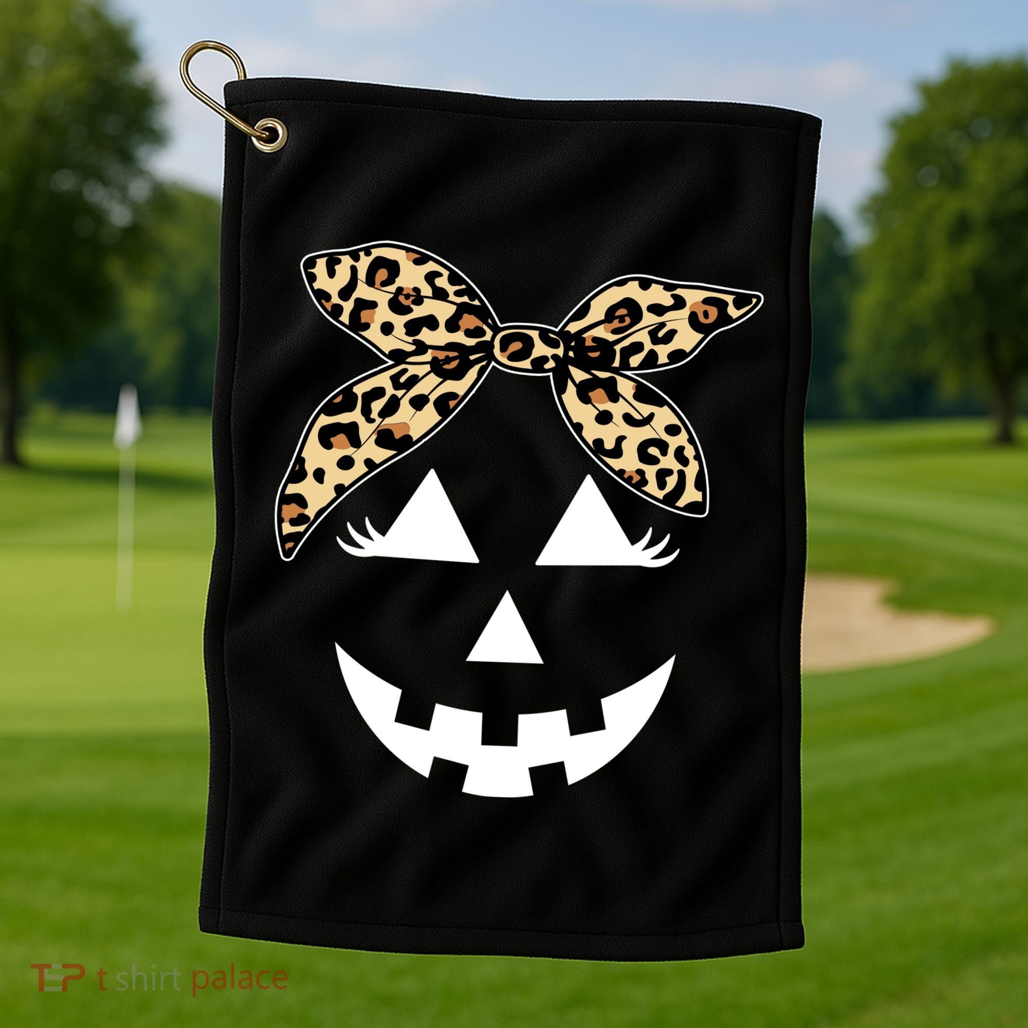Cheetah Pumpkin Cute Halloween Golf Towel