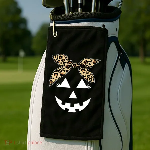 Cheetah Pumpkin Cute Halloween Golf Towel