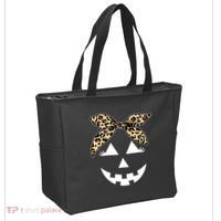 Cheetah Pumpkin Cute Halloween Tote Bag thumb 2