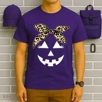 Cheetah Pumpkin Cute Halloween T-Shirt thumb 6