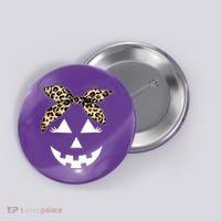 Cheetah Pumpkin Cute Halloween Button thumb 0