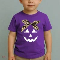 Cheetah Pumpkin Cute Halloween Toddler T-Shirt thumb 2