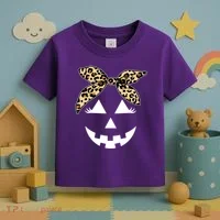 Cheetah Pumpkin Cute Halloween Toddler T-Shirt thumb 3