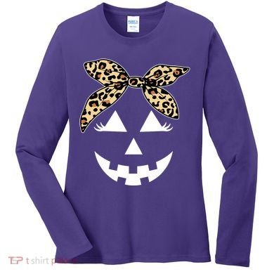 Cheetah Pumpkin Cute Halloween Women's Long Sleeve Shirt