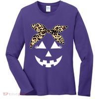 Cheetah Pumpkin Cute Halloween Women's Long Sleeve Shirt thumb 0