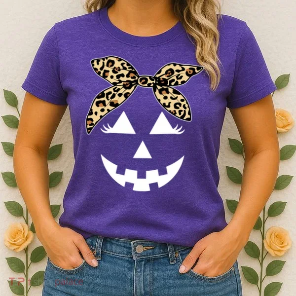 Cheetah Pumpkin Cute Halloween Women's T-Shirt