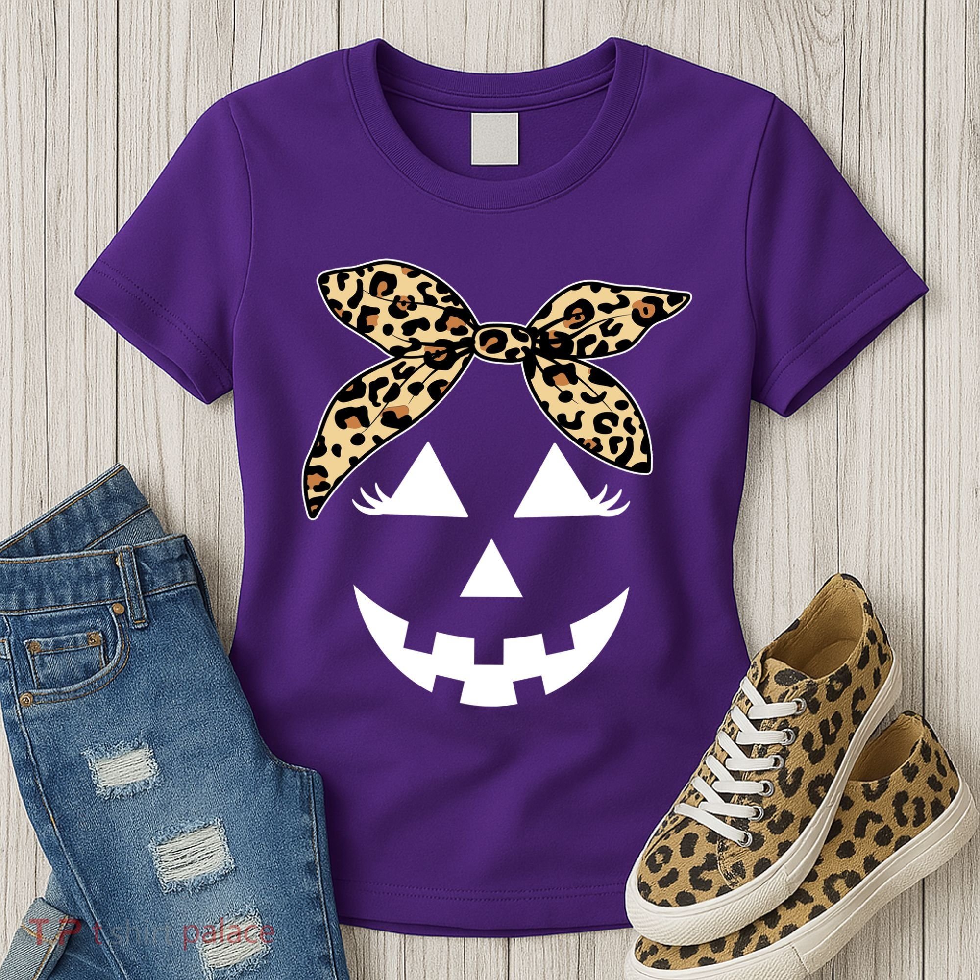 Cheetah Pumpkin Cute Halloween Women's T-Shirt
