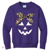 Cheetah Pumpkin Cute Halloween Kids Sweatshirt thumb 0