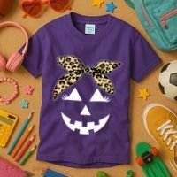 Cheetah Pumpkin Cute Halloween Kids T-Shirt thumb 3