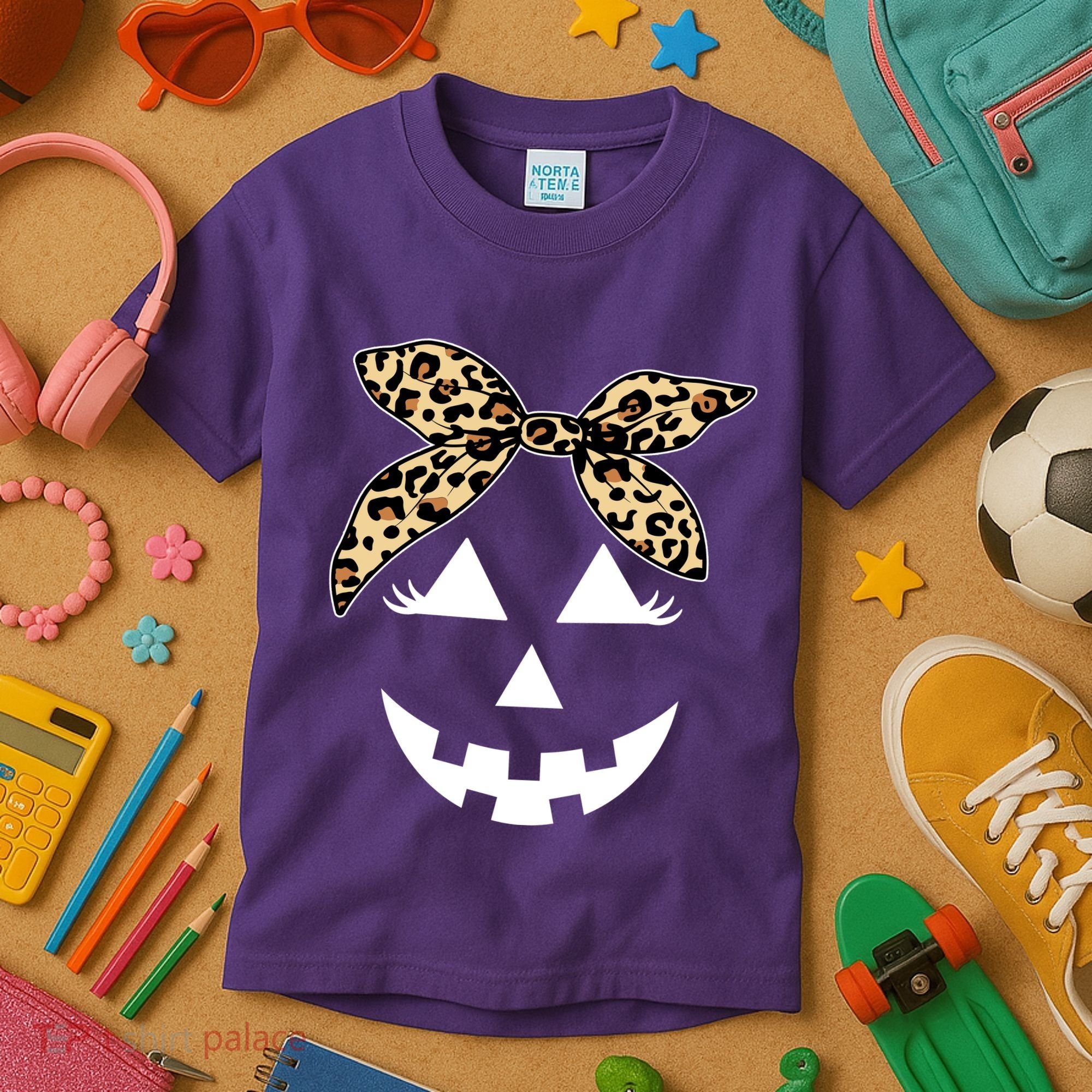 Cheetah Pumpkin Cute Halloween Kids T-Shirt