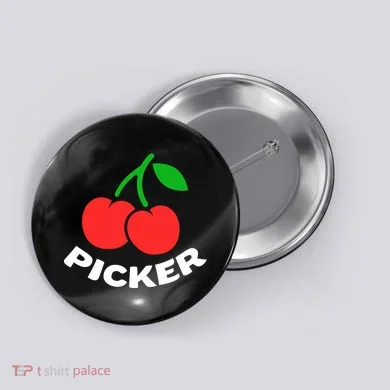 Cherry Picker Cherries Fruit Picking Button