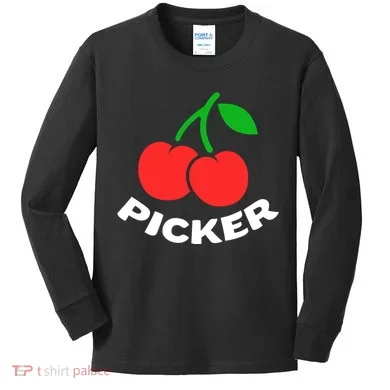 Cherry Picker Cherries Fruit Picking Kids Long Sleeve Shirt