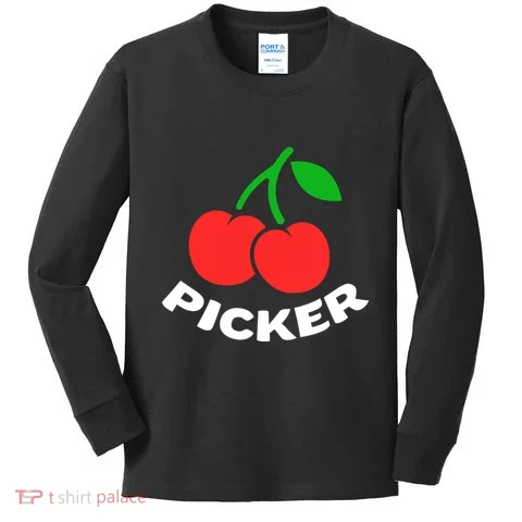 Cherry Picker Cherries Fruit Picking Kids Long Sleeve Shirt in the selected color