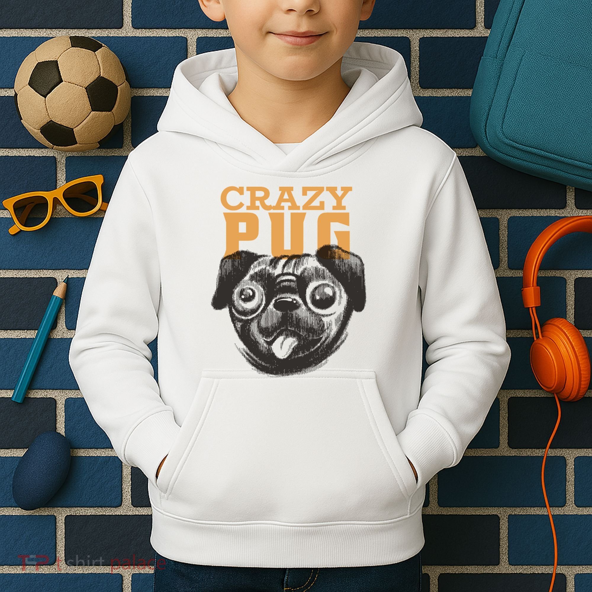 Crazy Pug Kids Hoodie