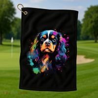 Cute Painted Cavalier King Charles Spaniel Golf Towel thumb 1