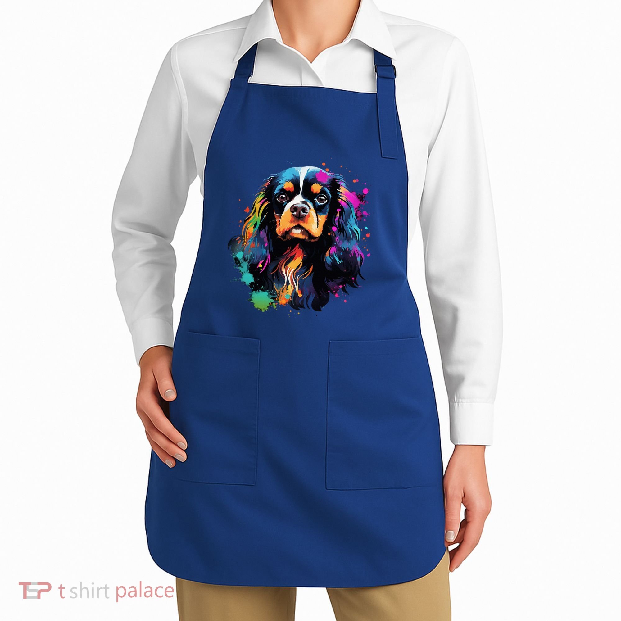Cute Painted Cavalier King Charles Spaniel Apron