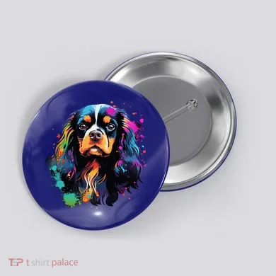 Cute Painted Cavalier King Charles Spaniel Button