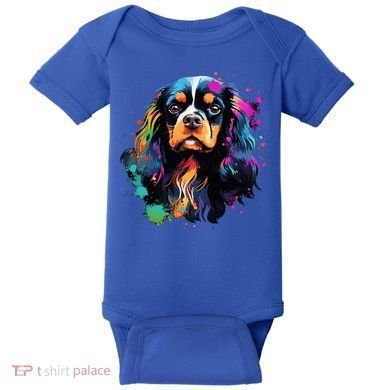 Cute Painted Cavalier King Charles Spaniel Baby Bodysuit