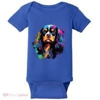Cute Painted Cavalier King Charles Spaniel Baby Bodysuit thumb 0