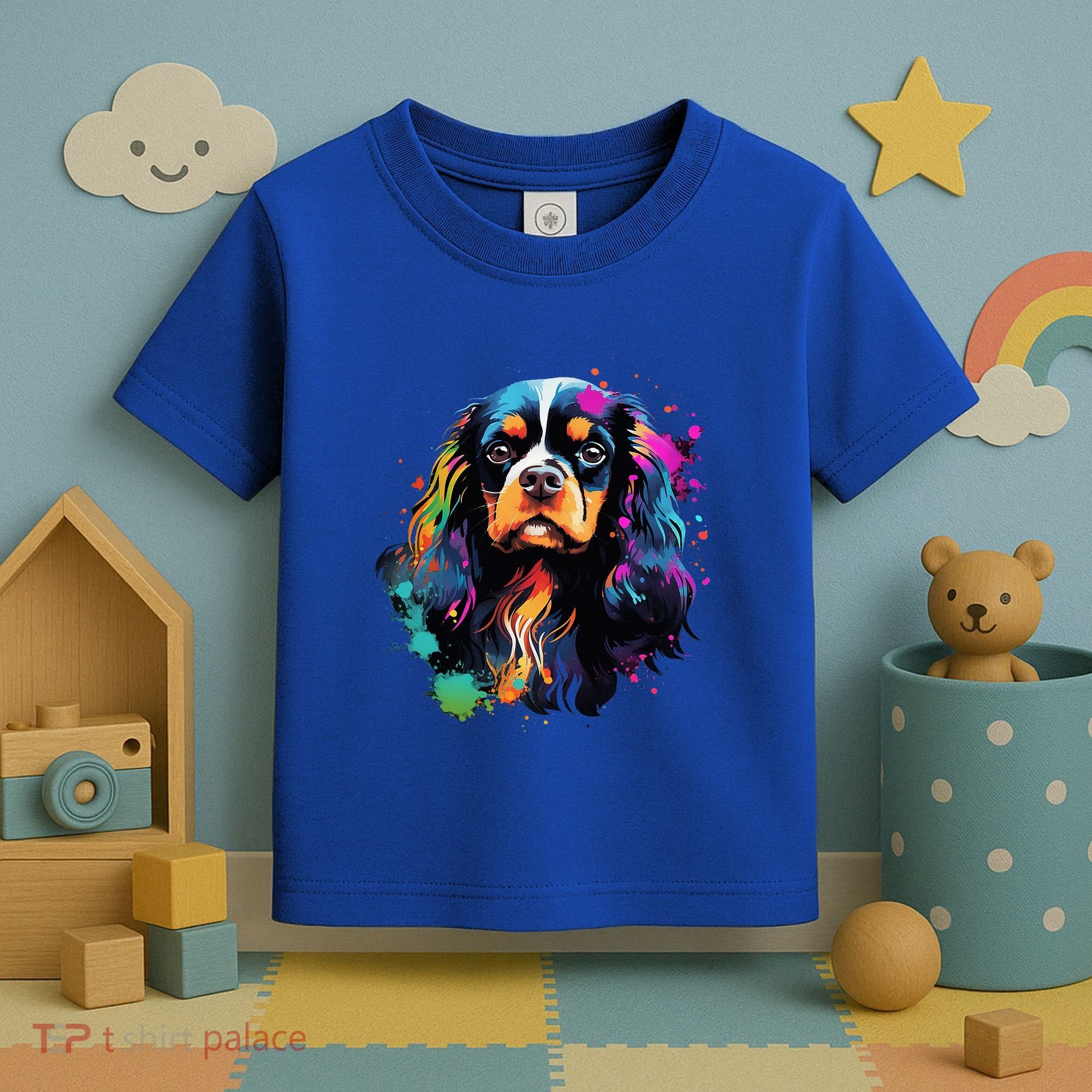 Cute Painted Cavalier King Charles Spaniel Toddler T-Shirt