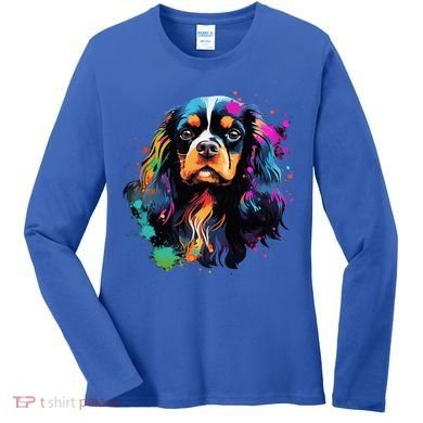 Cute Painted Cavalier King Charles Spaniel Women's Long Sleeve Shirt