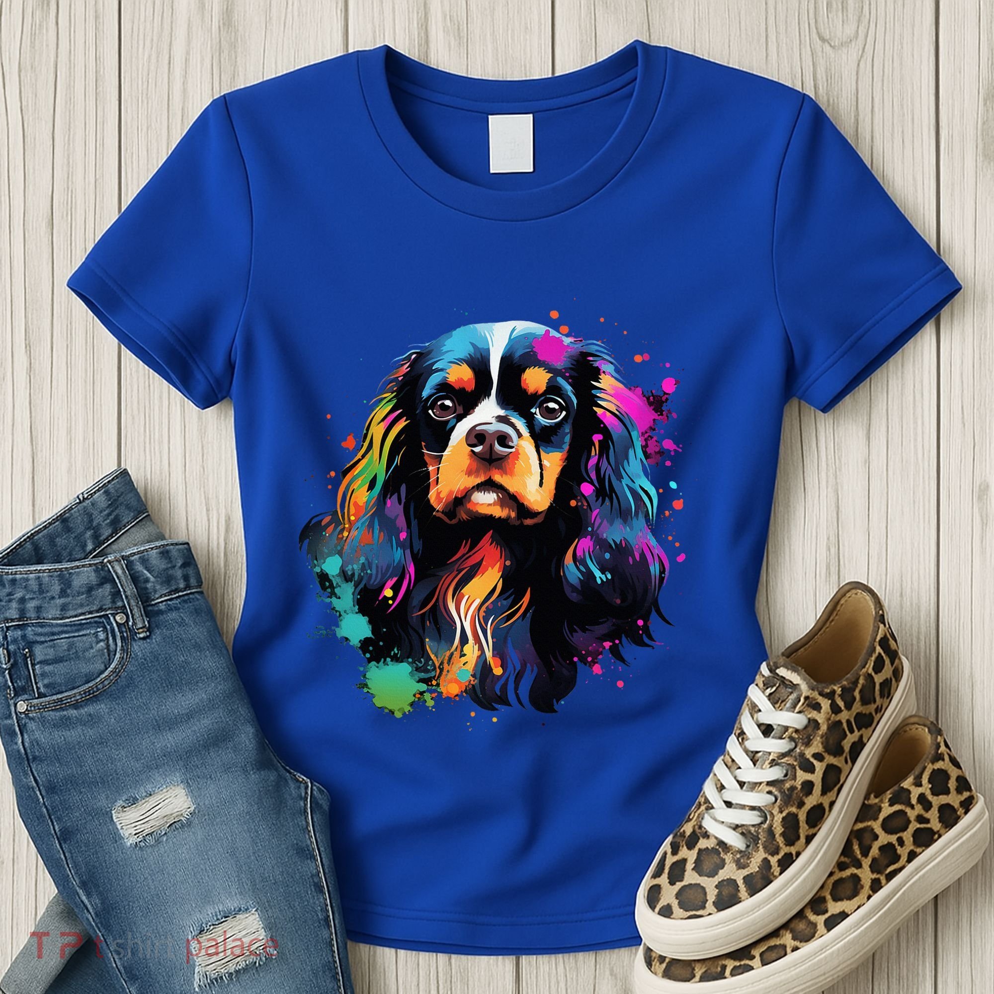 Cute Painted Cavalier King Charles Spaniel Women's T-Shirt