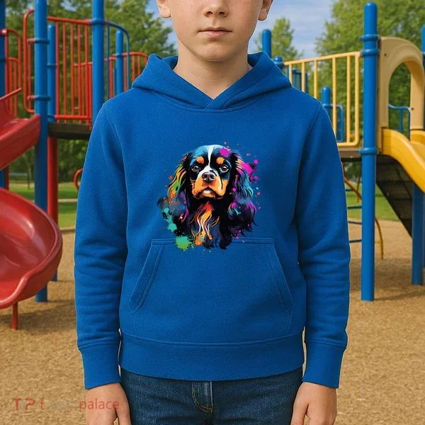 Cute Painted Cavalier King Charles Spaniel Kids Hoodie