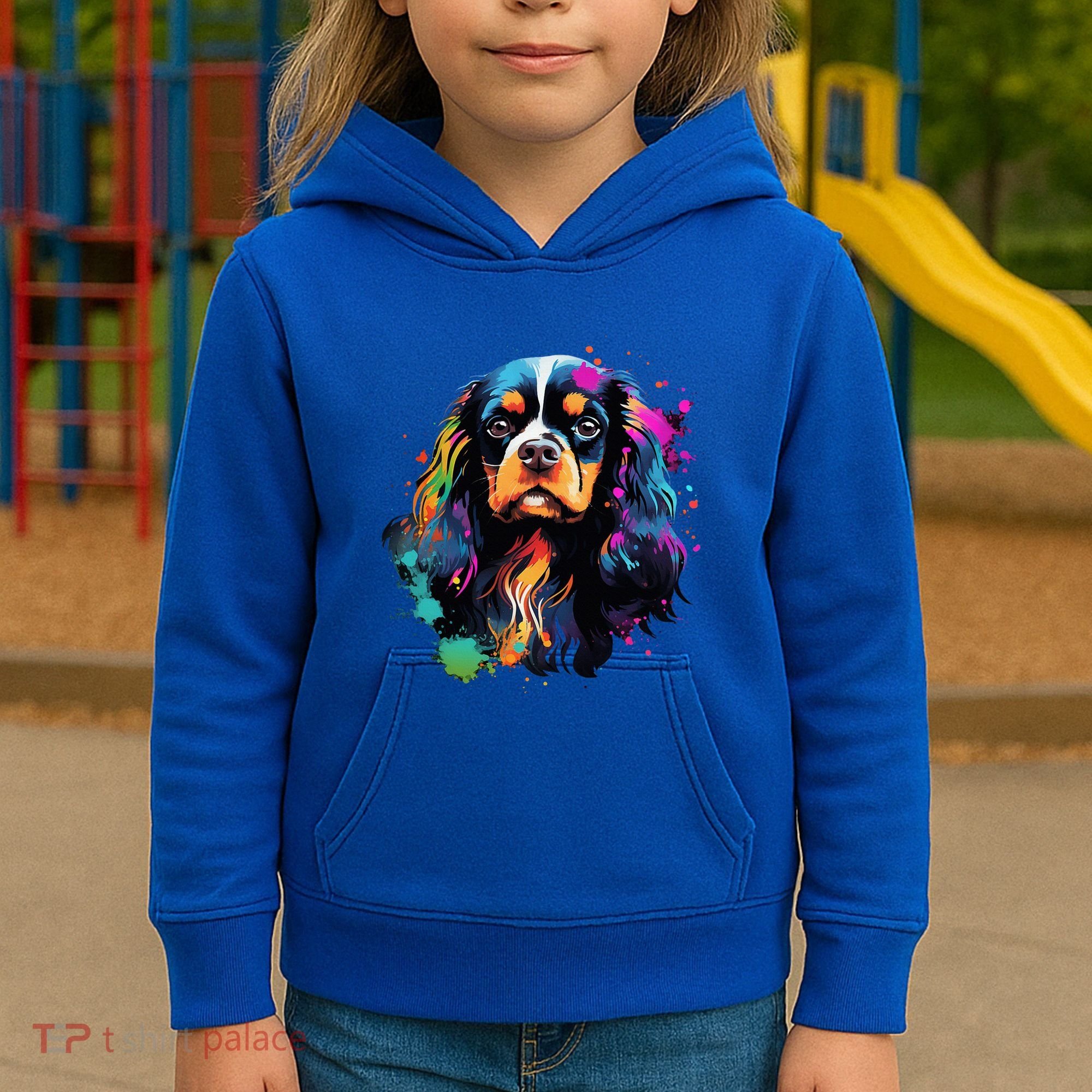 Cute Painted Cavalier King Charles Spaniel Kids Hoodie