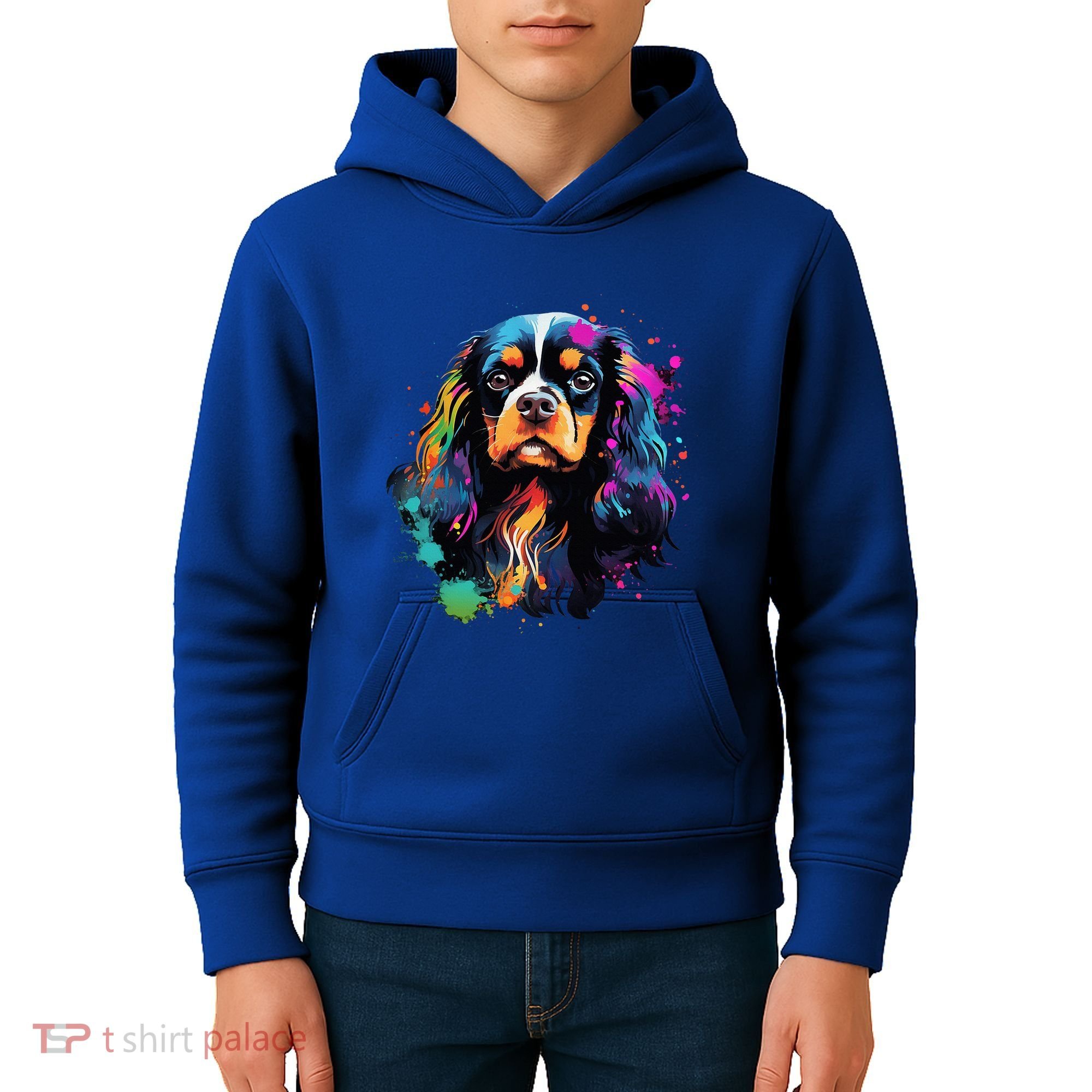 Cute Painted Cavalier King Charles Spaniel Kids Hoodie